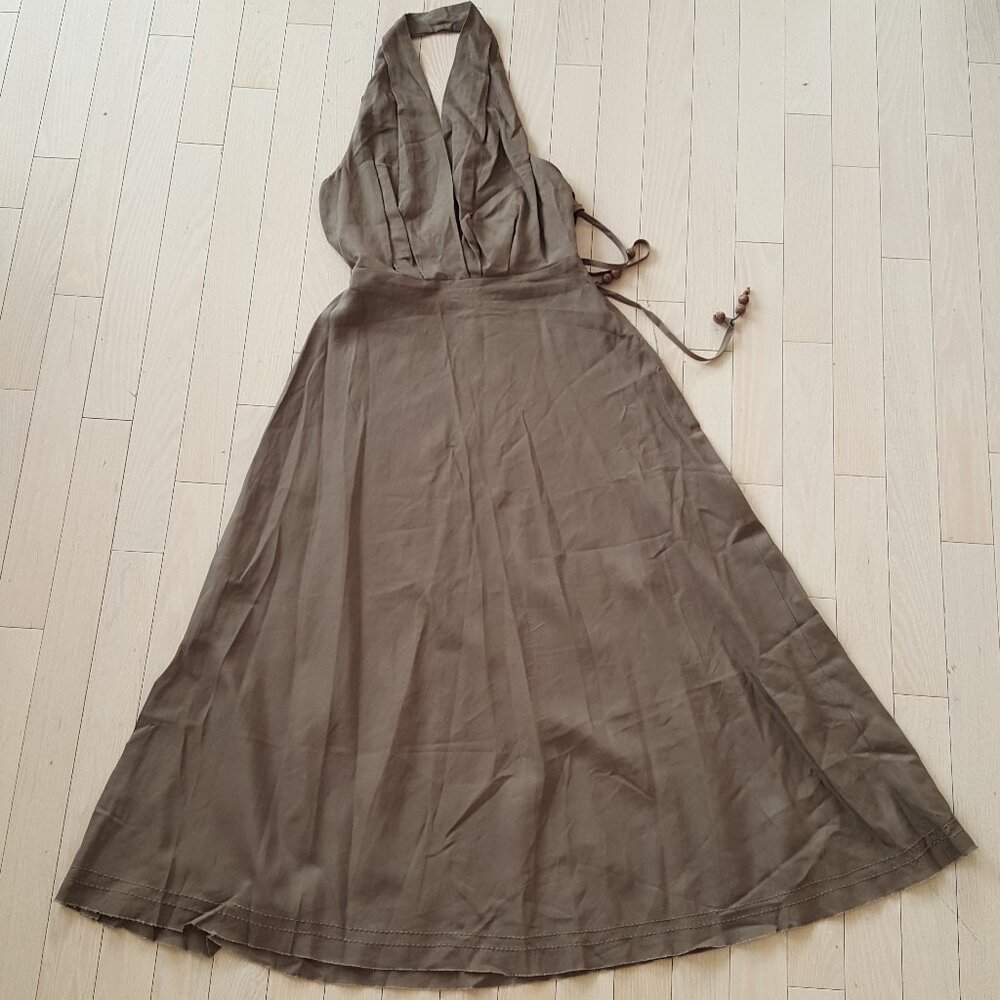 ZARA ! Linen blend halter neck midi dress  ( M)